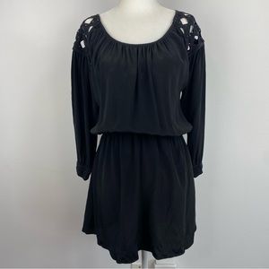 Madison Marcus designer black silk mini dress small
